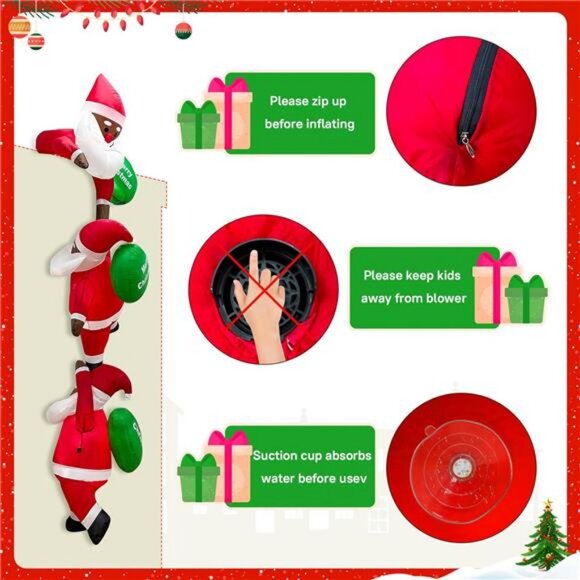 Amazon.com: 8 FT Tall Giant Black Santa Inflatable Christmas  8 FT Christmas Inflatable Outdoor Decor, Black Santa Inflatable Climbing Santa